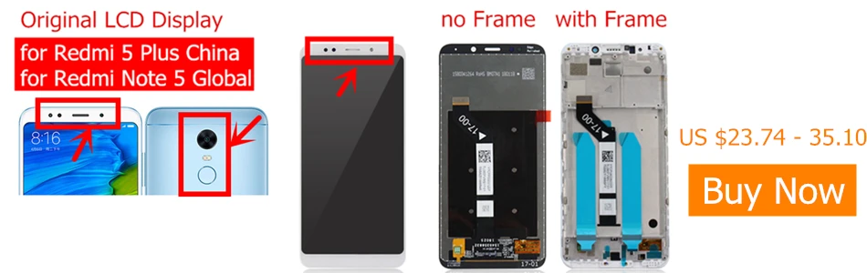 Для Xiaomi Redmi Note 5 Pro ЖК-дисплей с рамкой сенсорный экран дигитайзер ЖК Redmi Note 5 Китай сборка запчасти