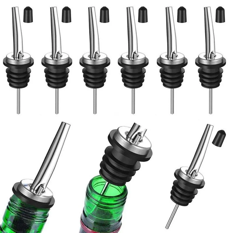 

Stainless Steel Wine Pourers High Quality Liquor Pour Spouts with Cap Covers & Tapered Leakproof Design for Bars, Clubs