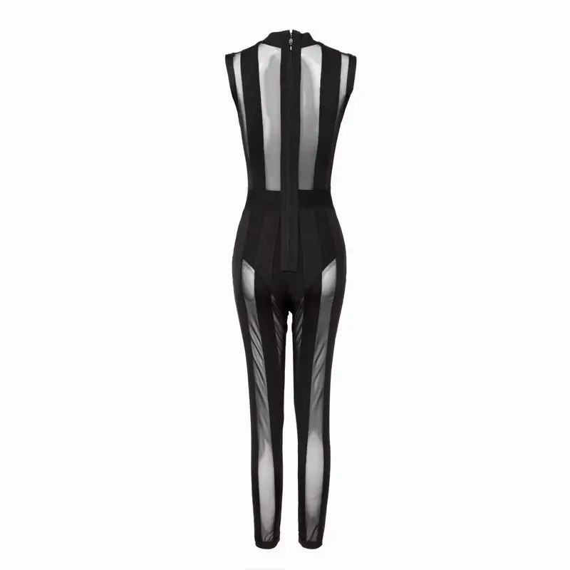New-Arrivals-Women-s-Sexy-Hollow-Out-Mesh-Sleeveless-Green-Black-Bandage-Jumpsuit (2)