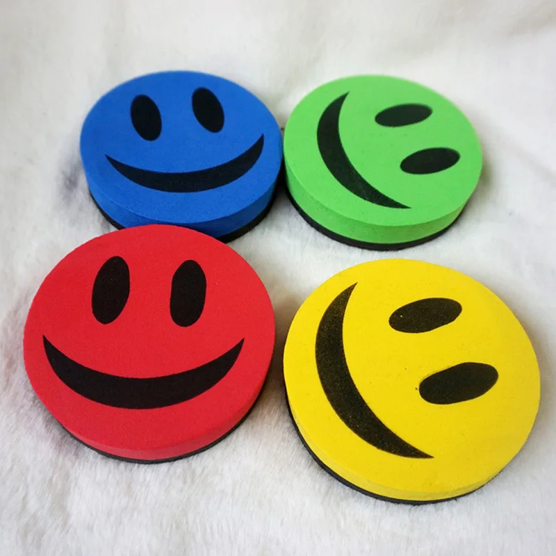 

Smile Face Whiteboard Eraser Magnetic Board Erasers Wipe Dry School Blackboard Marker Cleaner Random Color
