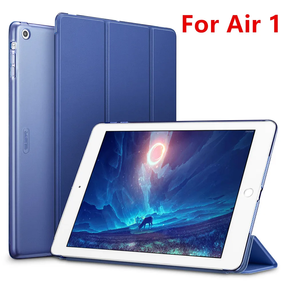 Чехол ESR для iPad Air2 Air1, жесткая задняя крышка, ультра тонкий, из искусственной кожи, умный чехол для Apple iPad Air2, многоразовая Подставка для iPad Air1 - Цвет: Navy blue for Air 1