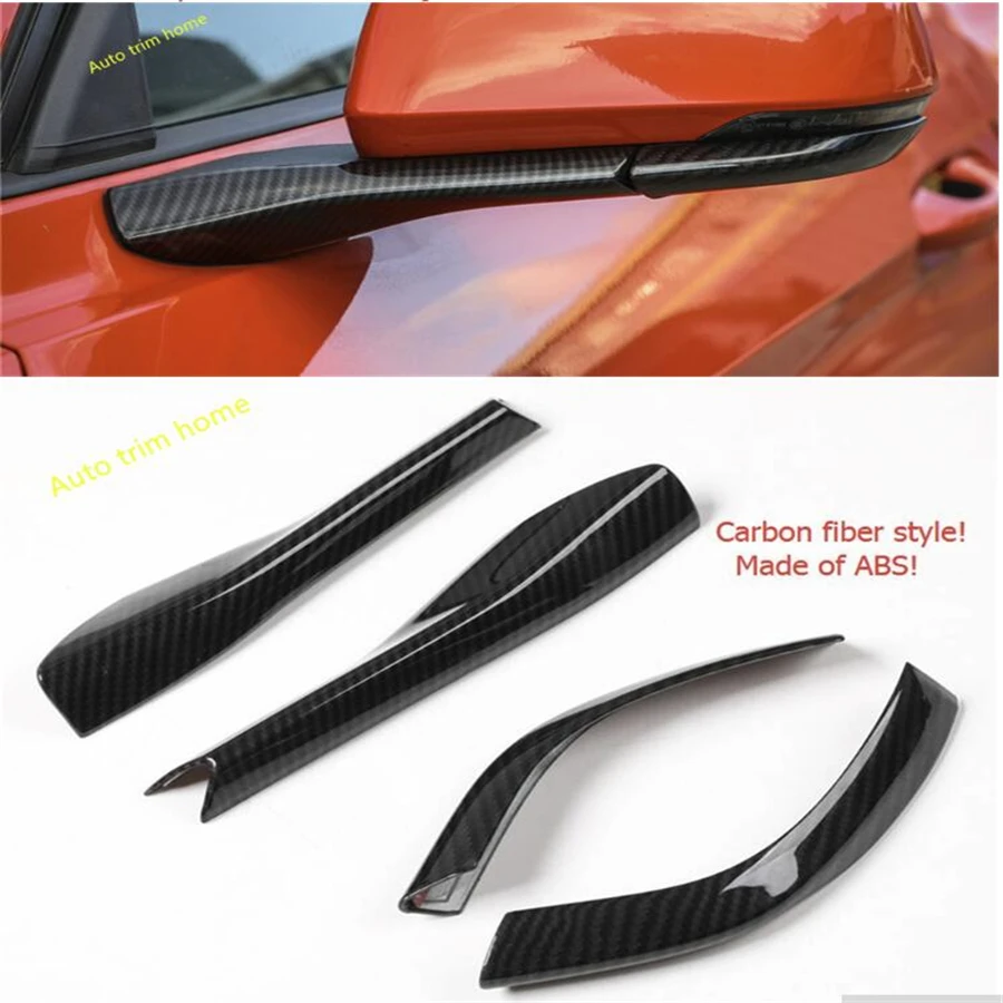 

Lapetus Carbon Fiber Style ABS Door Rearview Mirror Strip Streamer Molding Garnish Cover Trim For Ford Mustang 2015 2016 2017