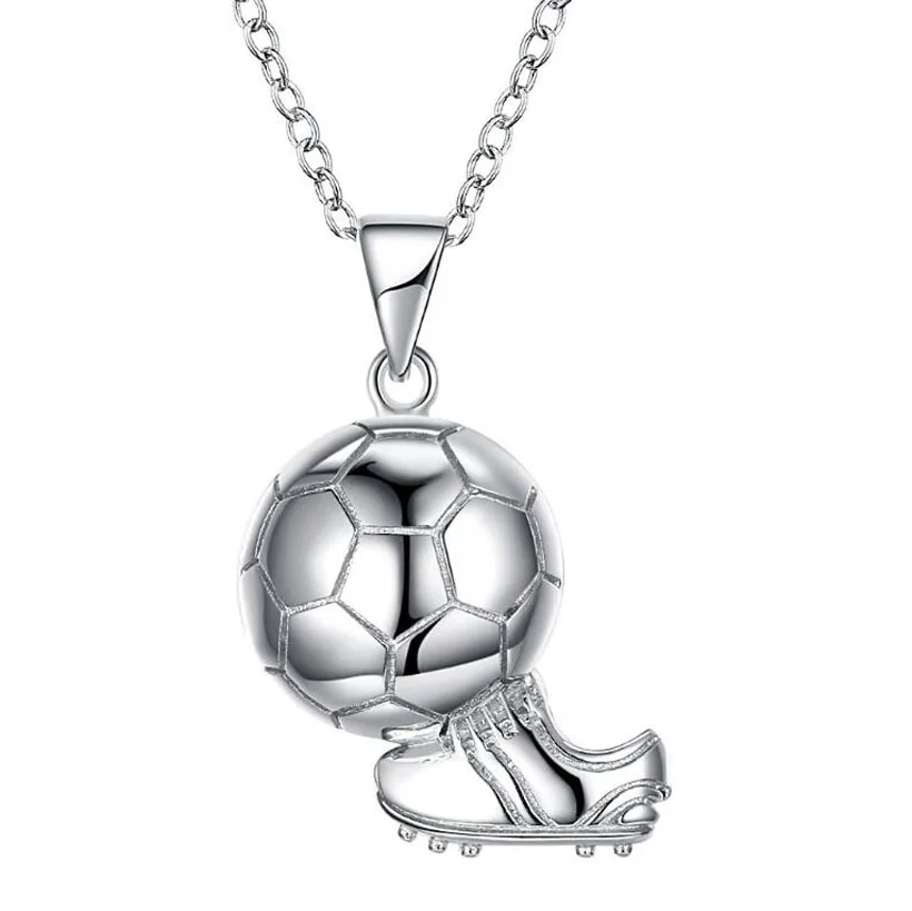 Fashion 925 Silver Sneakers Football World Cup Sports Pendant Necklace For Men Women Unisex