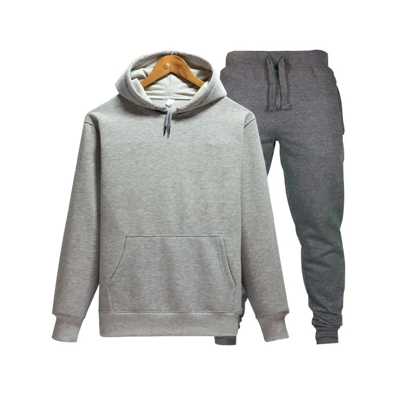 2019Men's / Women's Sportswear New Brand Sports Casual Wear Two-piece Cotton Fleece Thicken Hoodie + Pants Sports Set