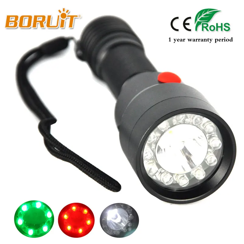 

BORUIT 1800LM 12 RBG LED XML R5 Flashlight Rechargeable 4 Modes Flashlamp For Fishing Hunting Lantern Torch With 18650 Battery