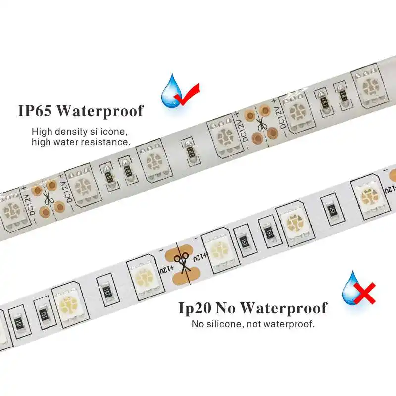 5 м 300 светодиодов водонепроницаемый RGB светодиодный светильник SMD2835 5050 DC12V 60 светодиодов/м Fiexble светильник Светодиодная лента лампа для украшения дома