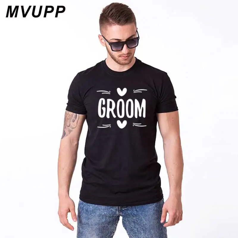 MVUPP BRIDE GROOM letter printing couples t shirt for lovers clothes summer cotton Tops husband wife femme funny clothing - Цвет: Men