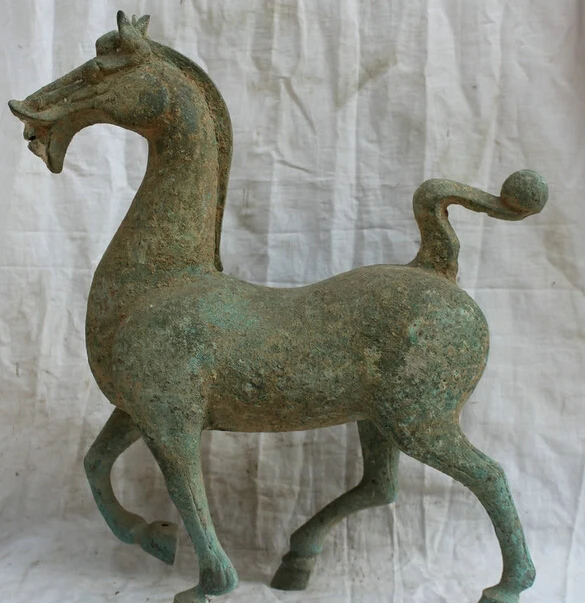 

JP S0524 18" China Chinese Bronze Dynasty Palace Running Stand Horse Statue Sculpture K