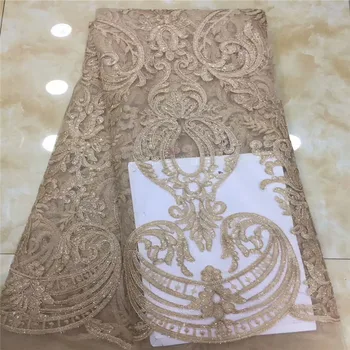 

Nigerian Laces Fabrics 2019 High Quality Tulle African Laces Fabric Wedding African French Net Lace for dress sequins dp81-49