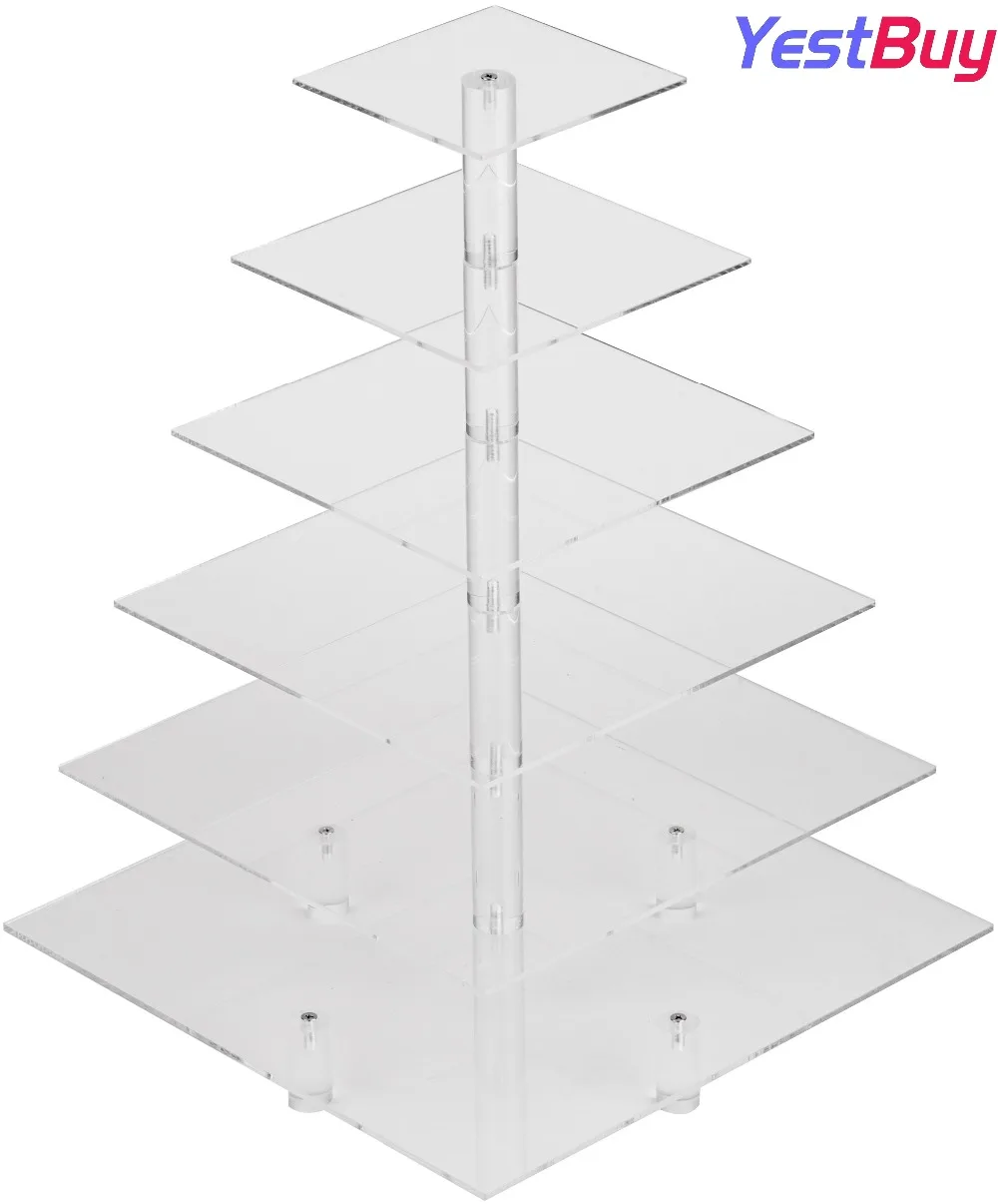 YestBuy 6 ярусов Maypole квадратная Свадебная вечеринка дерево башня акриловый Кекс