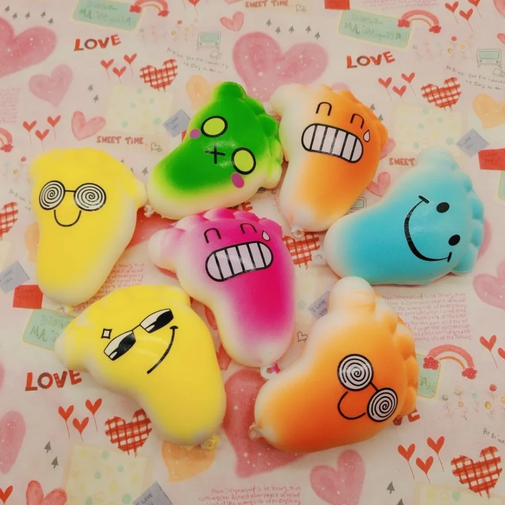 100 шт.-7,5 см kawaii squishy прекрасное лицо ноги игрушка Разноцветные дешево оптом Бесплатная доставка