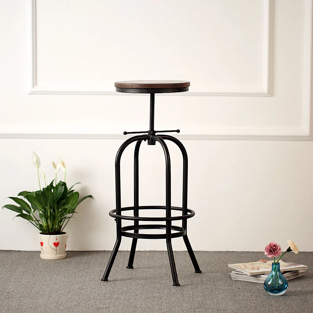 iKayaa Industrial Style Barstool Height Adjustable Swivel Bar Stool