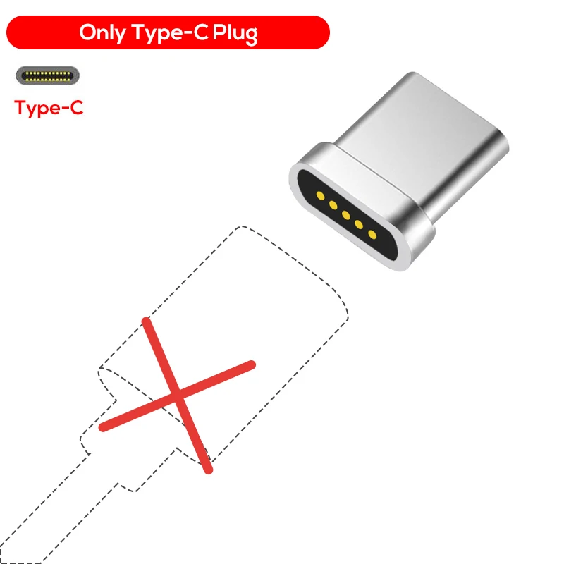 TOPK, магнитный светодиодный кабель с индикатором, кабель usb типа C и кабель Micro USB, адаптер, нейлоновая оплетка, магнитный кабель для зарядки и синхронизации данных - Цвет: Type-c Plug No Cable