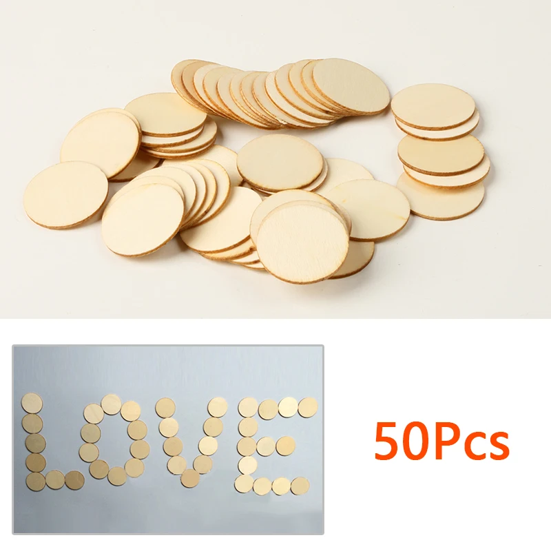 Blanks Wood Circles Cutouts 50pcs 30mm Round Discs Accessories Plywood Weddings