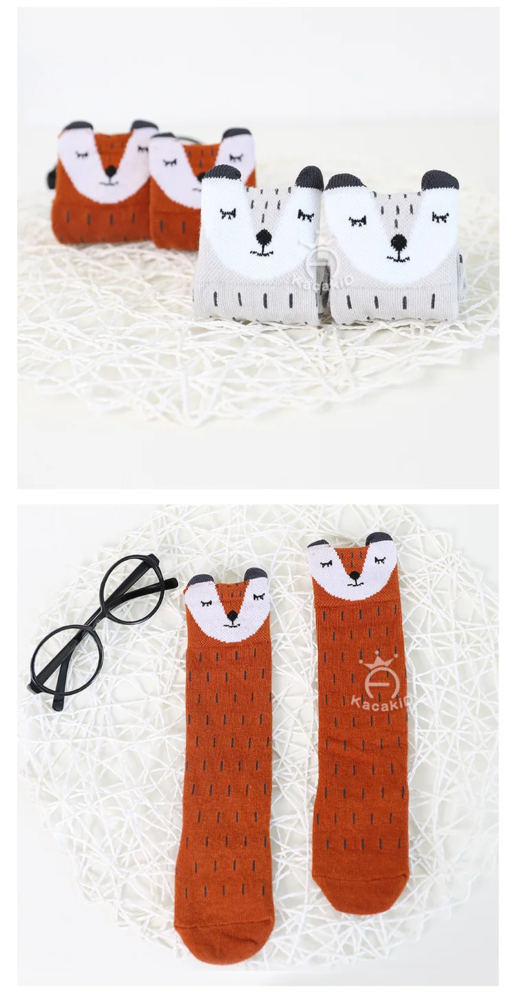 Kacakid/осенние новые детские носки с принтом для маленьких мальчиков и девочек Нескользящие носки Детская Мода Малый гольфы