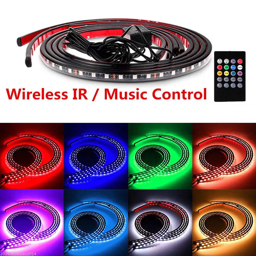 Новый RGB Светодиодные полосы света под автомобилем Underglow Underbody музыка