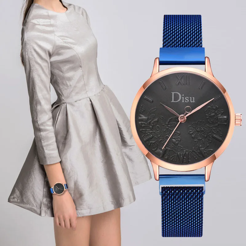 

WJ-8496 2019 Fashion Luxury Brand Women Watch Mesh Strap Emboss Flower Dial Ladies Clock Quartz Wrist Watches relogio feminino