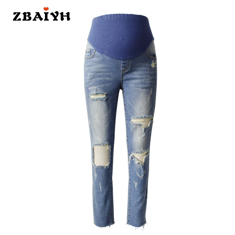 Maternity pants hole skinny ripped high waisted jeans woman 2017 fashion pregnant women clothing pregnancy pant summer AYF-K011