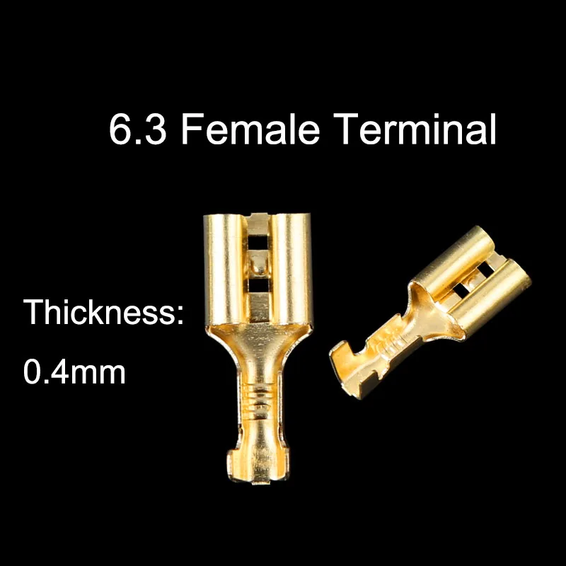 0.4mm Brass 50 шт./100 шт. Медь 6,3 Женский обжимной вывод 6,3 мм неизолированные Весна Разъем - Цвет: 0.4mm Brass