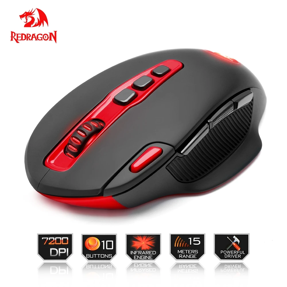 Redragon USB Wireless Gaming Maus 7200 dpi 10 tasten ergonomische für 2,4g computer zubehör programmierbare mäuse gamer lol Kaufen