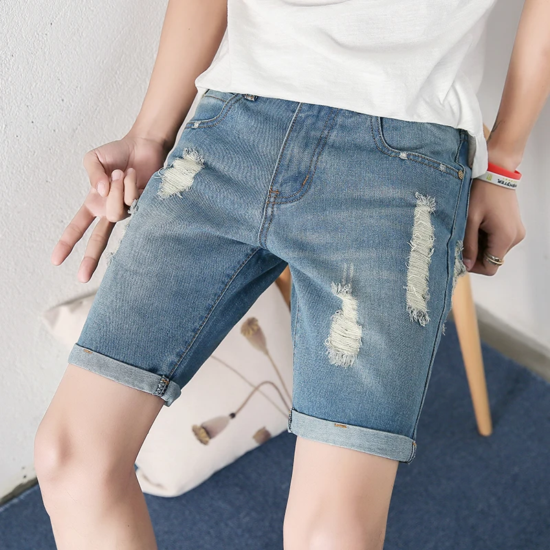 

Hot Summer 2019 New Men's Fashion High-quality Goods Leisure Cowboy Shorts Hole Male Denim Shorts / Men Casual Jeans Shorts