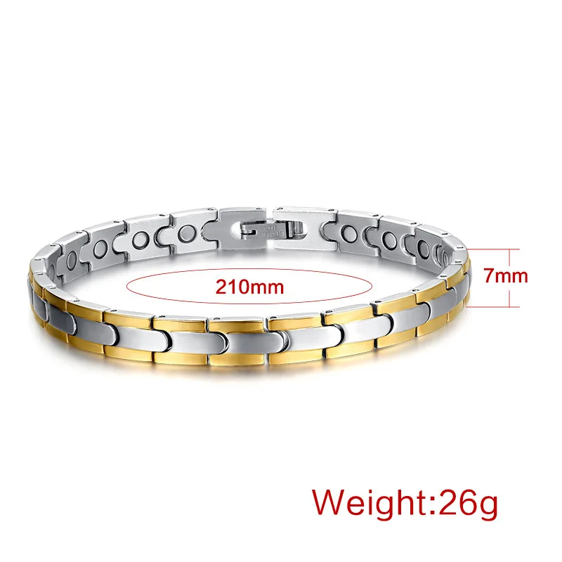 Высокое качество 316L браслет на запьястье Магнитный Германий здоровья цепи подвески для мужчин и женщин ювелирные изделия - Окраска металла: Золотой цвет