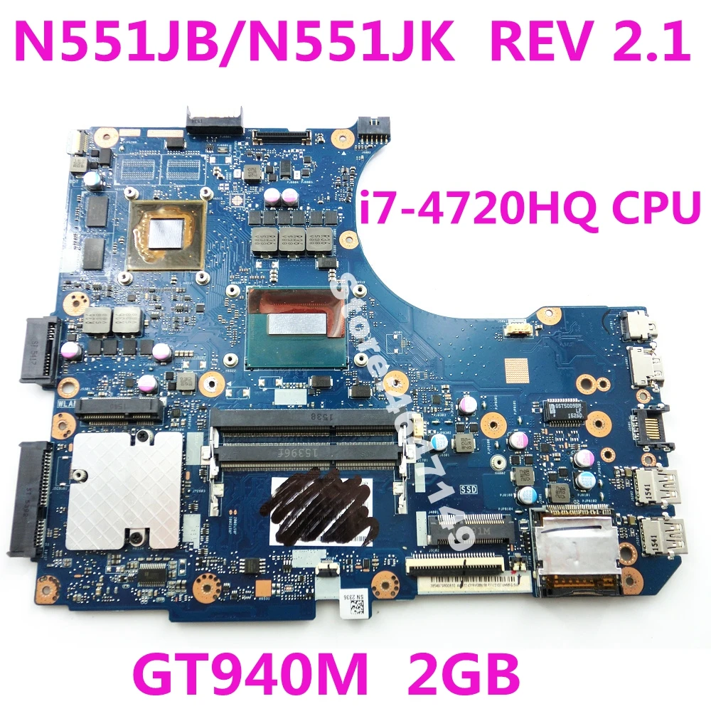 N551JB материнская плата i7-4720HQ Процессор GT940 2 ГБ для ноутбука ASUS N551J N551J G551J N551JK N551JW N551JB N551JM N551JQ материнская плата для ноутбука