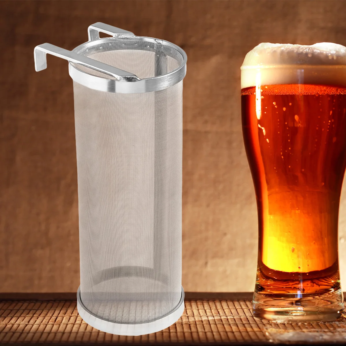 

Stainless Steel Hopper Brewing Filter Cartridge Beer Wine Barrel Mesh Strainer Tool (4 x 10inch)