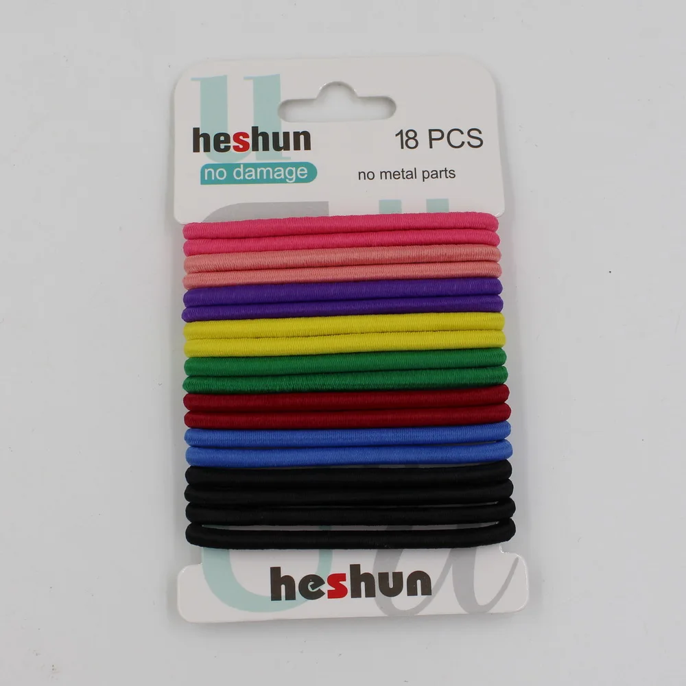 18Pcs/Card Basic Black High Elastic Rubber Hair Bands Tie Set For Women Girl Colourful Ponytail Holder Rope Hair Accessories hair bows for women Hair Accessories