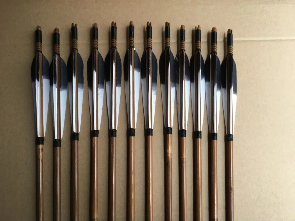 6 шт./12 шт. бамбуковые стрелы с крашеными перьями|bamboo arrows|arrow for huntinggood arrows |