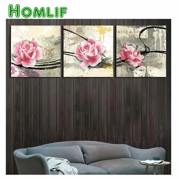 

Triptych diy Diamond Embroidery Drill diamond Painting Wall Art rose Decoration flower pictures Wall Canvas Painting Home Decor