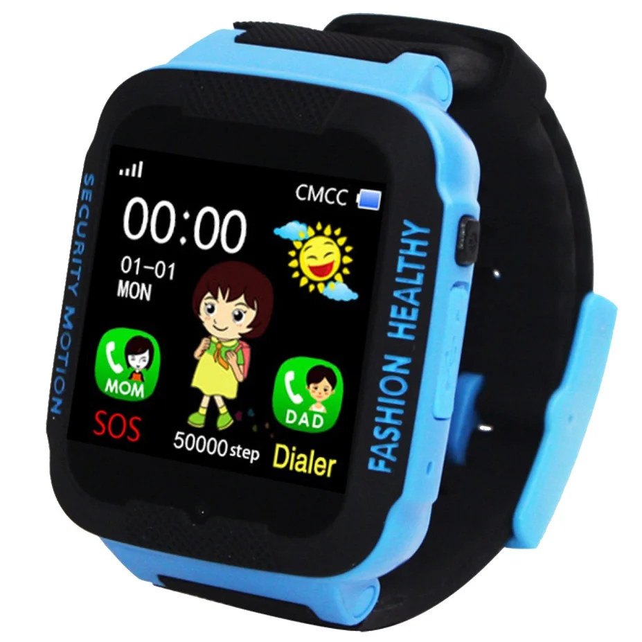 Детские часы gps SOS умные спортивные детские электронные цифровые часы с позиционированием и циферблатом наручные часы для мальчиков и девочек Reloj Nino - Цвет: Blue Black