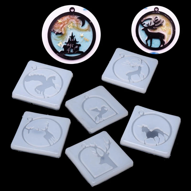 

JAVRICK Christmas Elk Jewelry Frame Animals Pendant Resin Silicone Mold Jewelry Making Pendant DIY Craft Xmas