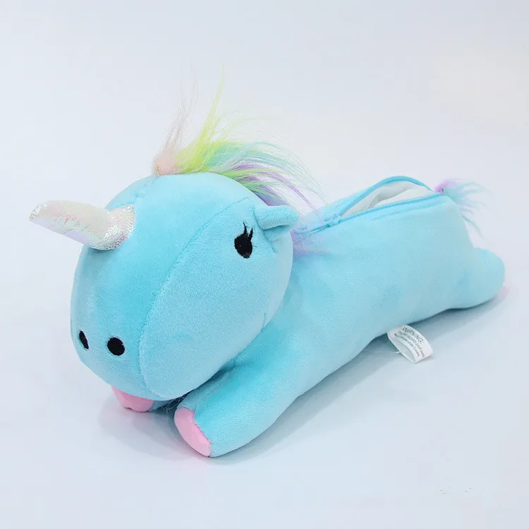 1pcs Animals Stuffed Cartoon Unicorn Horse Creative Colorful Soft Students Lovely Plush Purses Coin Bag Pen Pencil Case Pen Bag