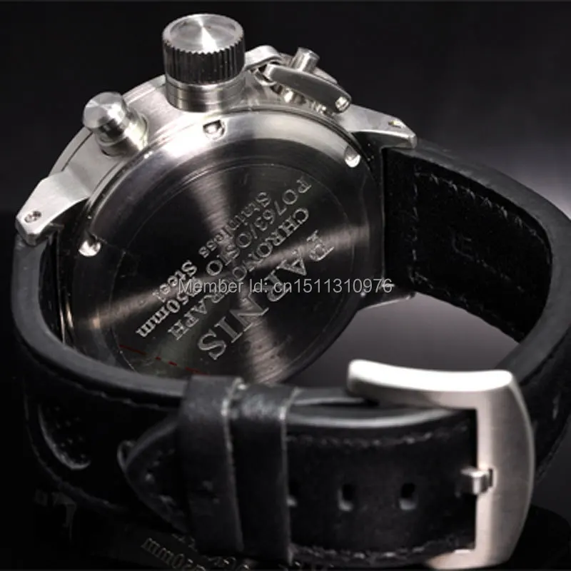 50 мм часы Parnis с большим циферблатом циферблат черный Циферблат оранжевый makrs день дата Мужские кварцевые часы Полный Хронограф P36