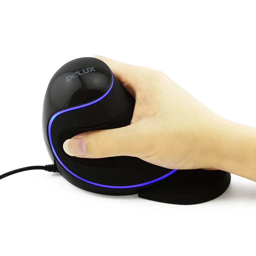 Delux M618 плюс проводная мышь с синим светом игровая компьютерная мышь Вертикальный эргономичный Оптический Мышь для ПК настольного ноутбука