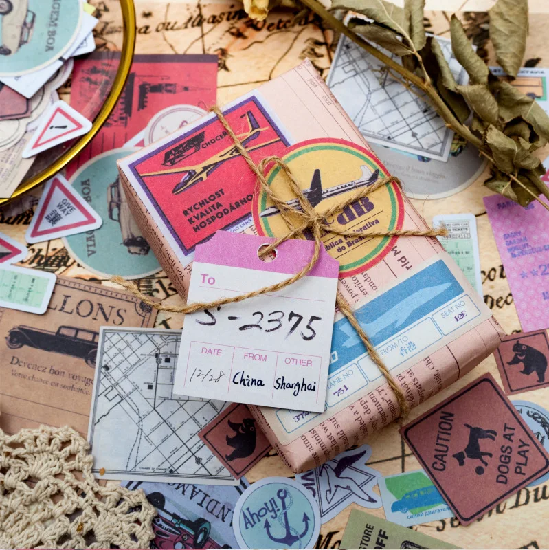 

Retro Sticker travel Pack Tags Washi Sticker seal DIY Decoration Scrapbooking Planner Decorative Material Handbook Sticker
