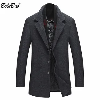 

BOLUBAO Quality Brand Men Wool Blends Coats Winter New Male Solid Color Luxurious Wool Coat Men's Casual With Scarf Wool Coat