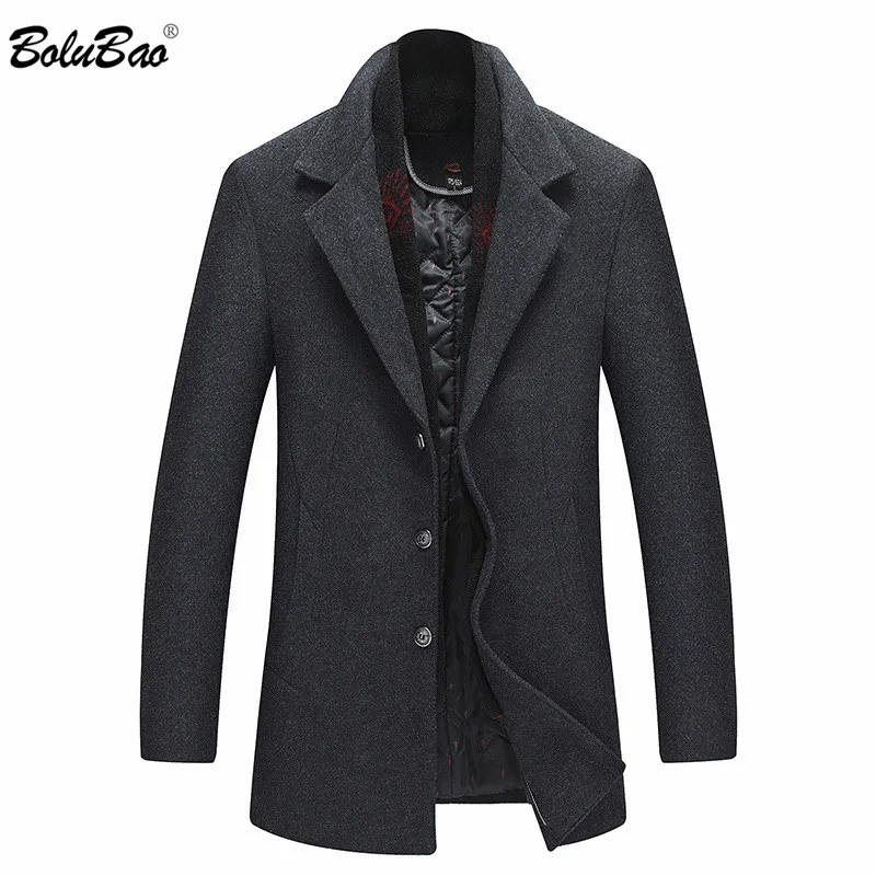 BOLUBAO Quality Brand Men Wool Blends Coats Winter New Male Solid Color Luxurious Wool Coat Men's Casual With Scarf Wool Coat BOLUBAO Quality Brand Men Wool Blends Coats Winter New Male Solid Color Luxurious Wool Coat Men's Casual With Scarf Wool Coat