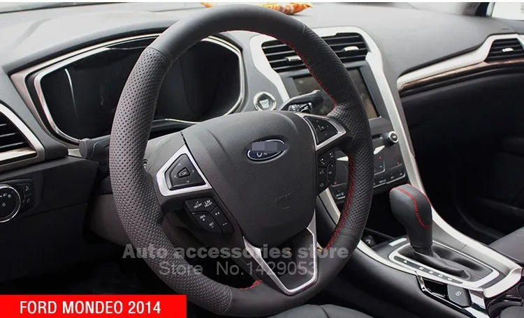 Чехлы на руль для Ford Mondeo 2013 Сделай Сам автостайлинг из натуральной кожи противоскользящие воздухопроницаемые крышки