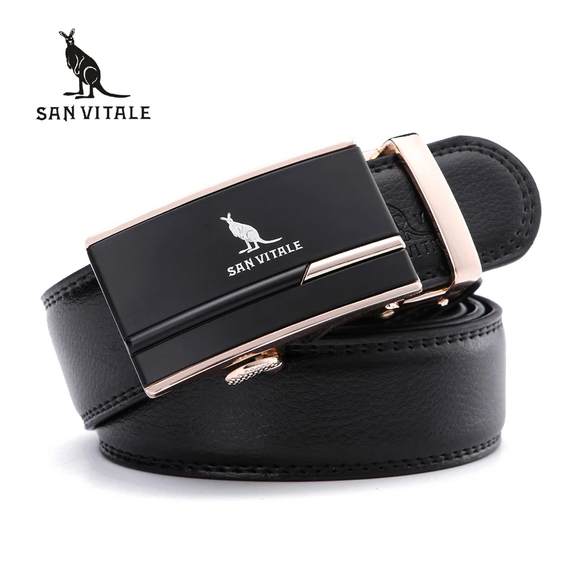 

SAN VITALE Men Belts Luxury Designer Genuine Leather Strap for Dress Buckle Fancy Vintage Jeans Cintos Masculinos Ceinture Homme