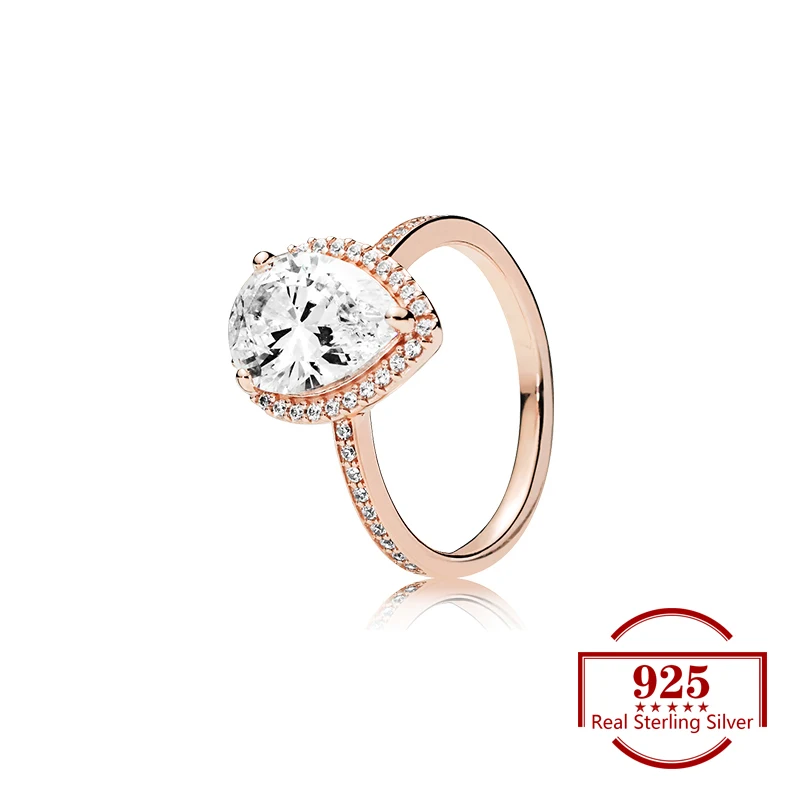 

925 Sterling Silver Rose Gold Color Zircon Creative Ring for Trendy Jewelry Original Ring Women Jewelry Wedding Party Lover Gift