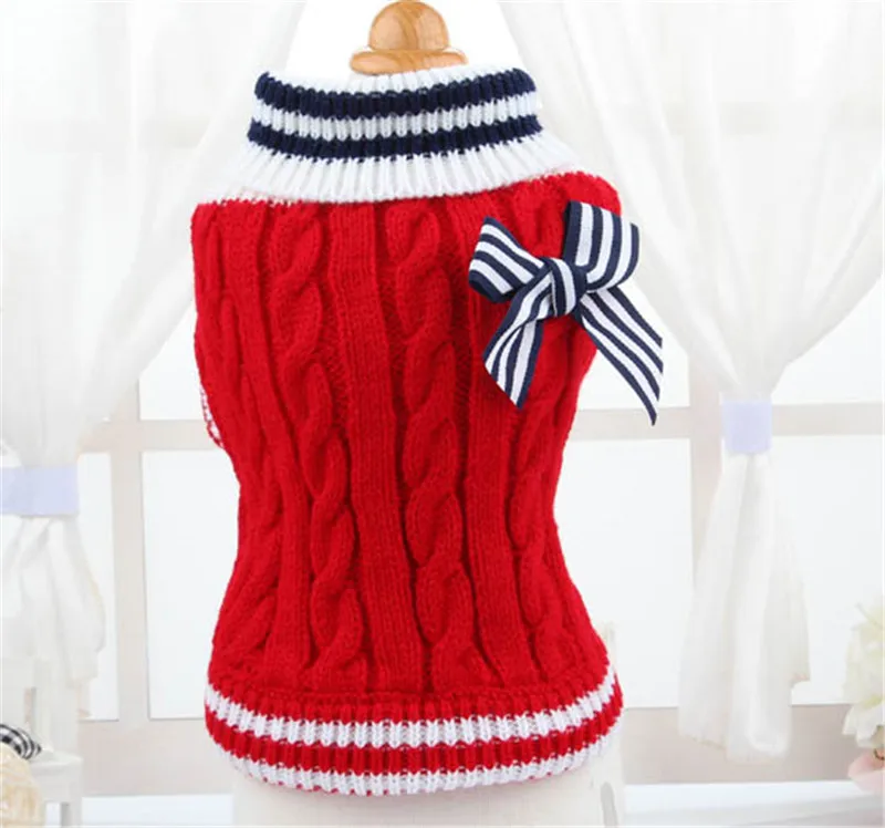 Navy Blue Red Pet Dog Clothes Warm Sweater Puppy Coat Winter Outfit For Small Pet Dog Chihuahua Teddy Clothes Dog Sweater Coat  12