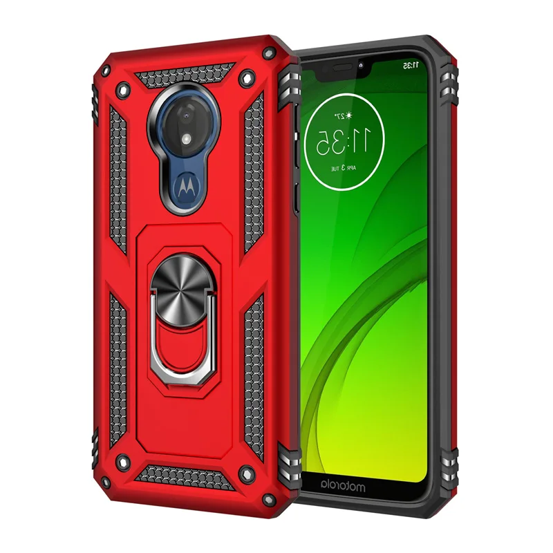 

Support Car Mount Function Metal Ring Case for Motorola MOTO G7 Power PC + TPU Shock Proof Protection Phone Cover Fundas