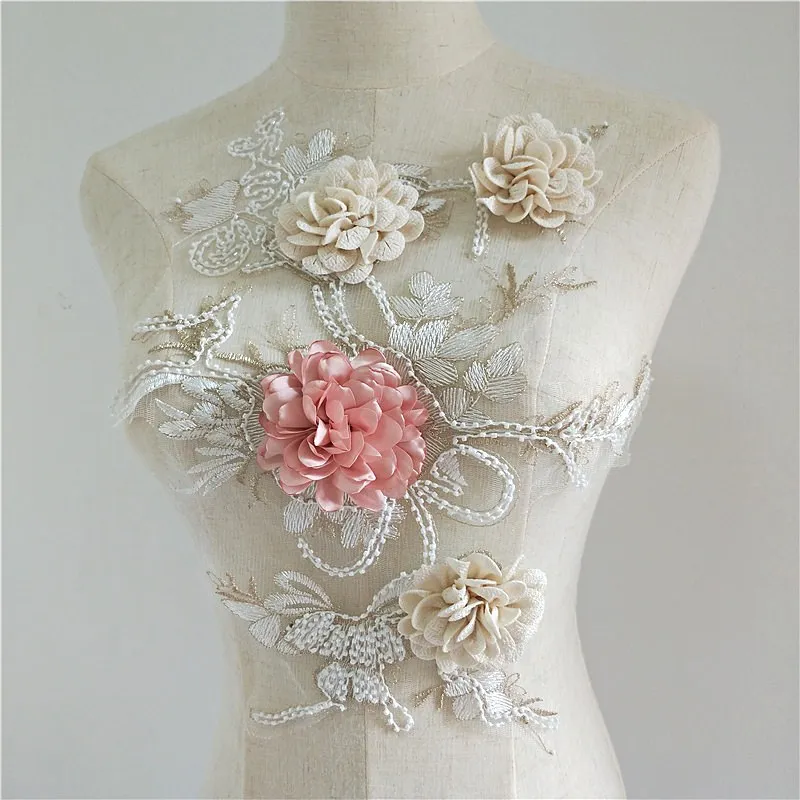 

New Lace Applique 3D Beaded Stereo Flower DIY Sweater Fur Denim Skirt Pants Children's Dress, Flower Decoration RS1827