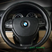Чехол из натуральной кожи для рулевого колеса автомобиля, черный чехол для рулевого колеса из воловьей кожи, высококачественный чехол для рулевого колеса