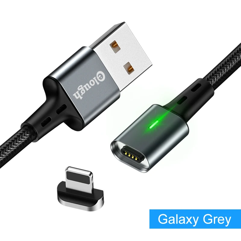 Elough 2 м Магнитный кабель usb type C кабель для iphone xr Micro usb кабель USB C шнур для зарядки телефона магнитное зарядное устройство для lightning Кабель Tipe c шнур для зарядки телефона - Цвет: Grey for iphone