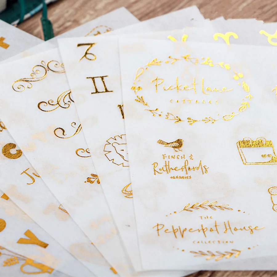 

"Golden Garden" Pack of 6 Beautiful Scrapbooking Stickers Card Making Photo Album Suitcase Decoration Stickers