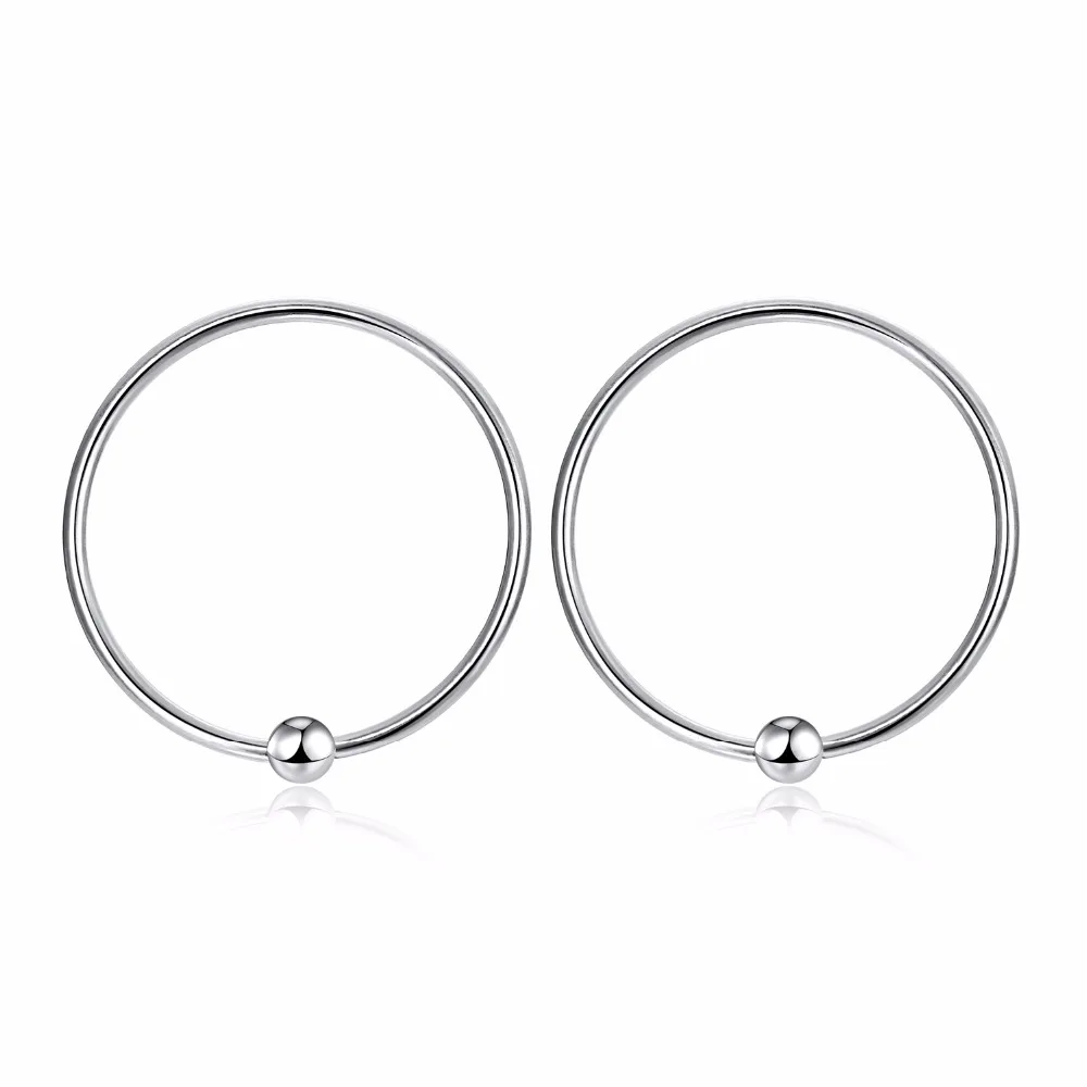 1Pair Small Thin Round Earrings Simple Silver Hoop Earrings Round