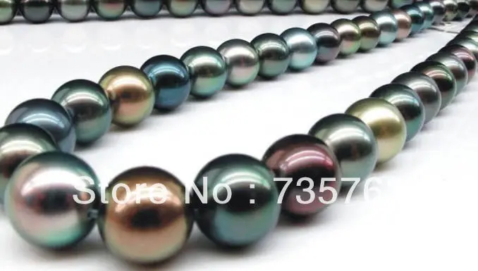 

HOT 00353 HUGE 18"11-13MM NATURAL TAHITIAN GENUINE BLACK MULTICOLOR PEARL NECKLACE AAA